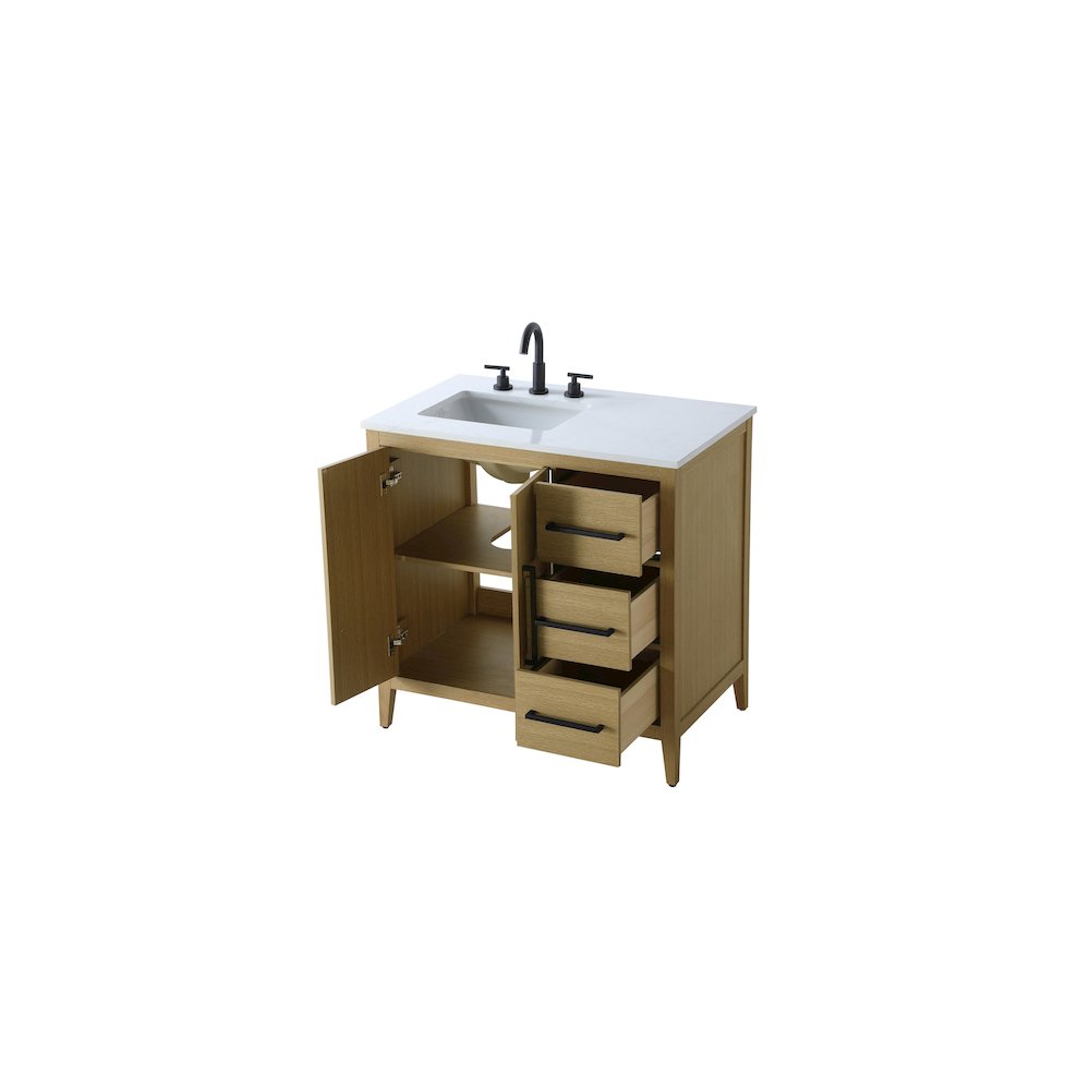 36 Inch Single Bathroom Vanity In  Honey Brown. Picture 7