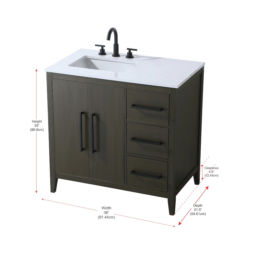 36 Inch Single Bathroom Vanity In Mocha Brown. Picture 13