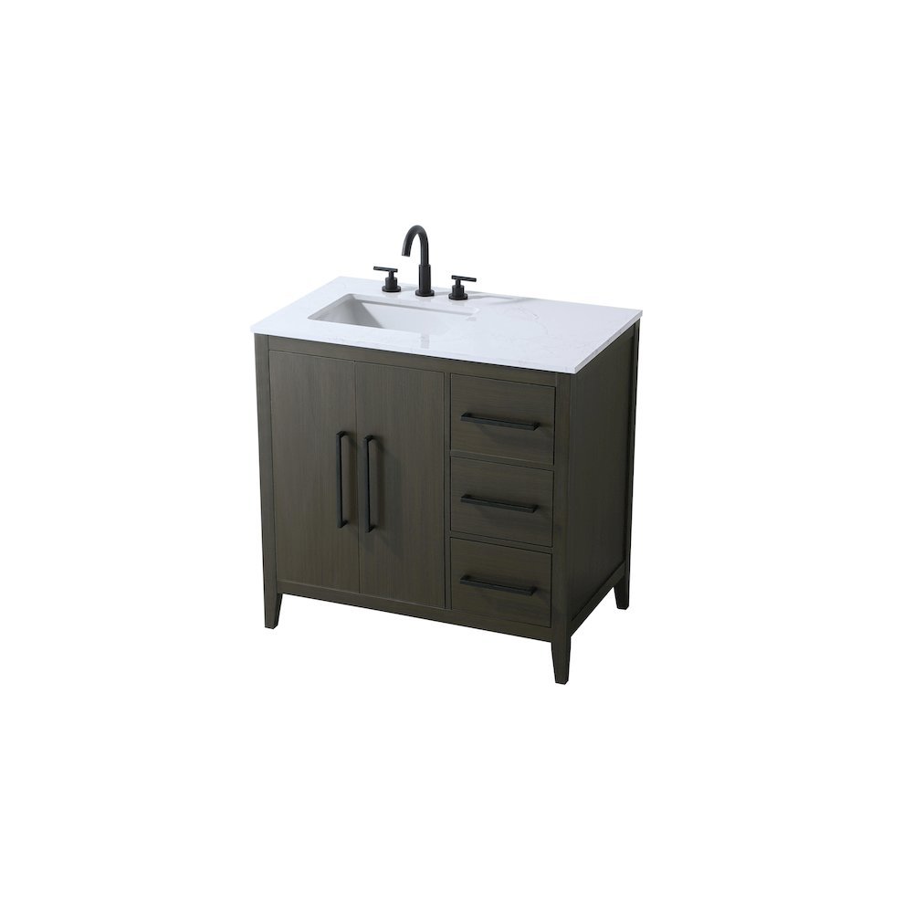 36 Inch Single Bathroom Vanity In Mocha Brown. Picture 6