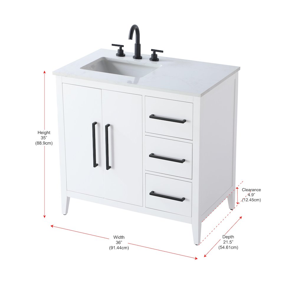 36 Inch Single Bathroom Vanity In White. Picture 13