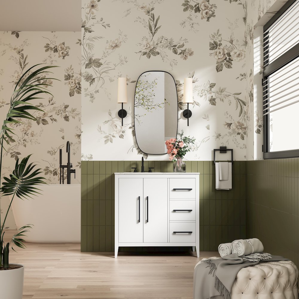 36 Inch Single Bathroom Vanity In White. Picture 4