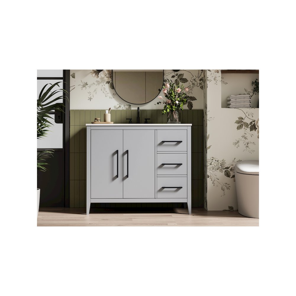 42 Inch Single Bathroom Vanity In Grey. Picture 2