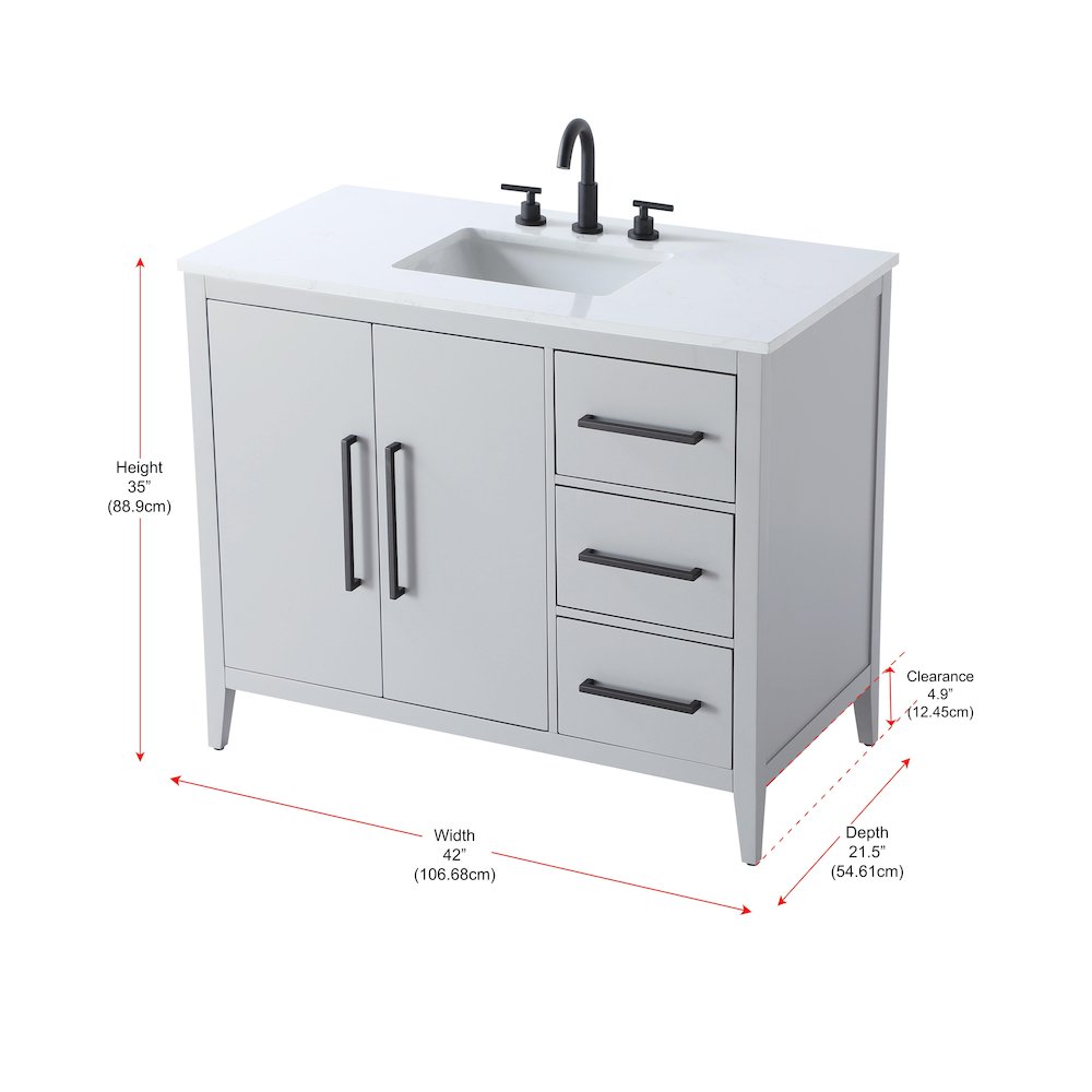42 Inch Single Bathroom Vanity In Grey. Picture 13