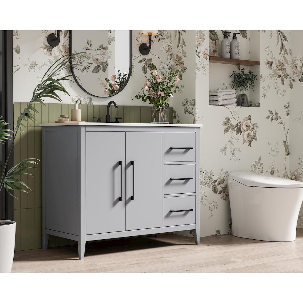 42 Inch Single Bathroom Vanity In Grey. Picture 3