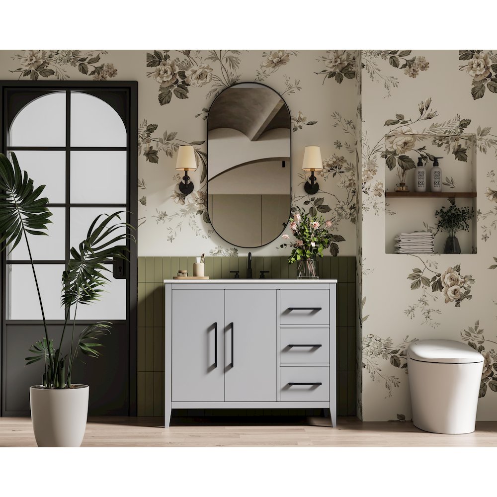 42 Inch Single Bathroom Vanity In Grey. Picture 4