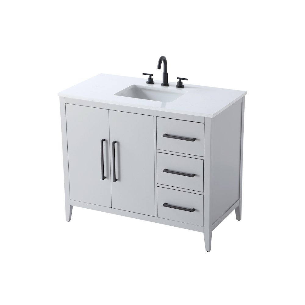 42 Inch Single Bathroom Vanity In Grey. Picture 6