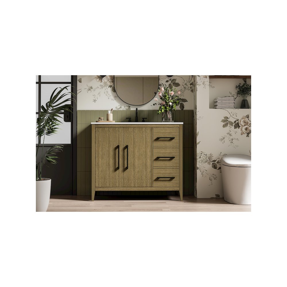 42 Inch Single Bathroom Vanity In Chestnut Brown. Picture 2
