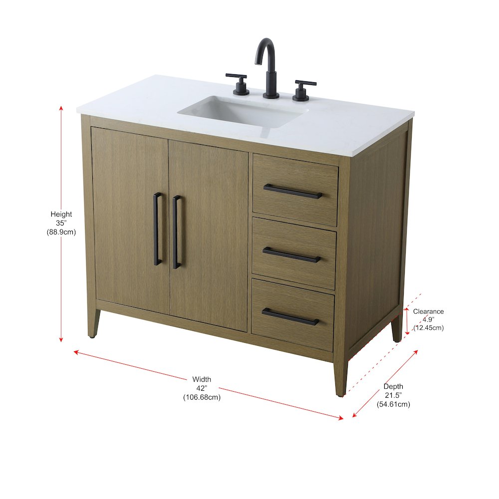 42 Inch Single Bathroom Vanity In Chestnut Brown. Picture 13