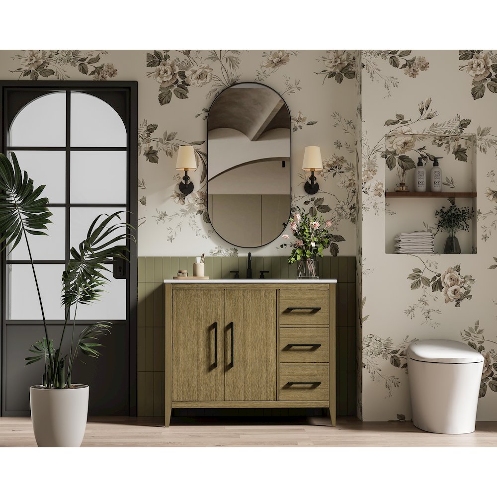 42 Inch Single Bathroom Vanity In Chestnut Brown. Picture 4