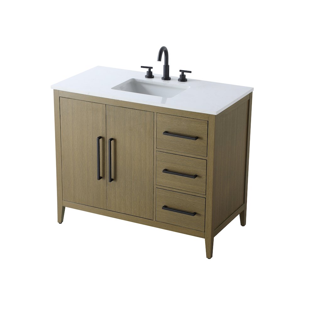 42 Inch Single Bathroom Vanity In Chestnut Brown. Picture 6