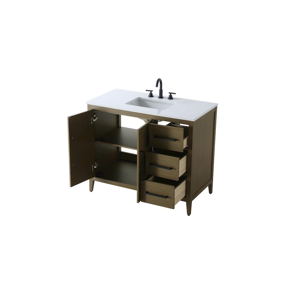 42 Inch Single Bathroom Vanity In Chestnut Brown. Picture 7
