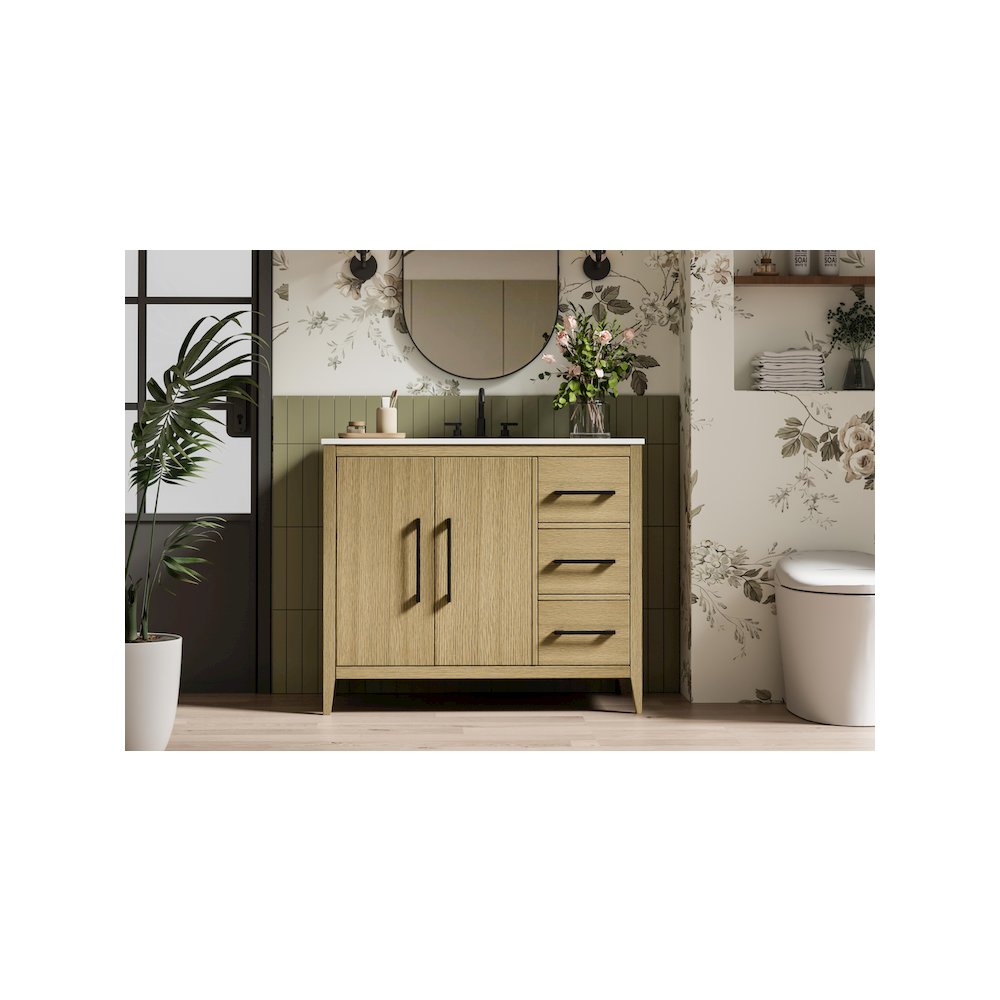 42 Inch Single Bathroom Vanity In  Honey Brown. Picture 2