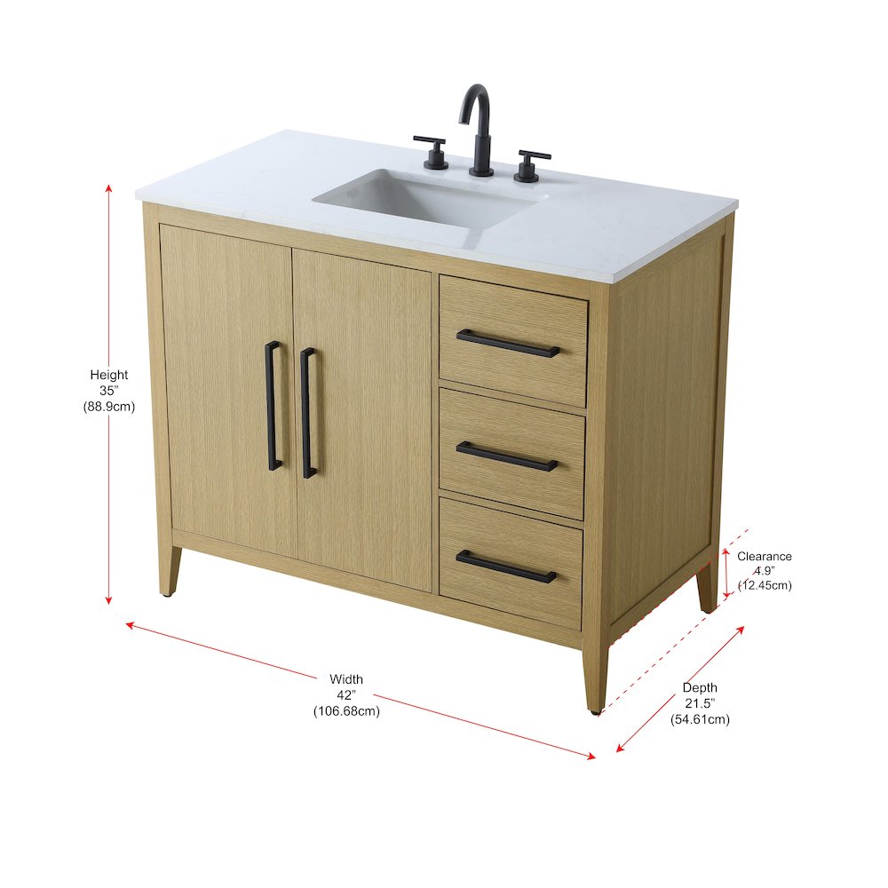 42 Inch Single Bathroom Vanity In  Honey Brown. Picture 13