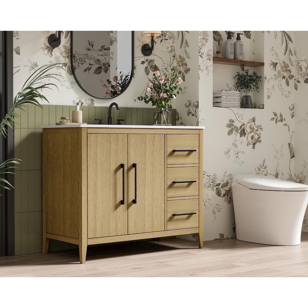 42 Inch Single Bathroom Vanity In  Honey Brown. Picture 3