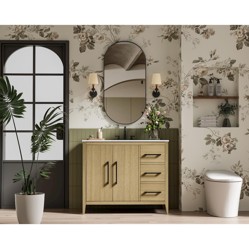 42 Inch Single Bathroom Vanity In  Honey Brown. Picture 4