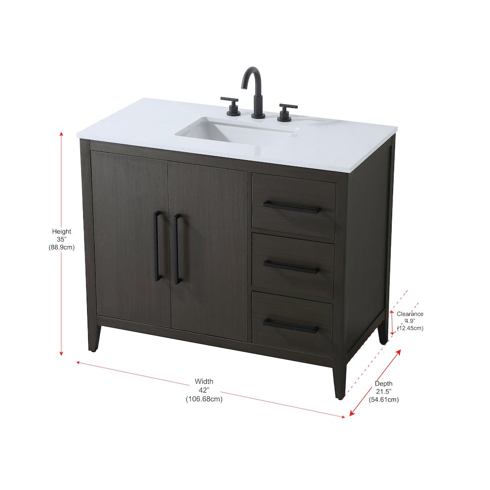 42 Inch Single Bathroom Vanity In Mocha Brown. Picture 13