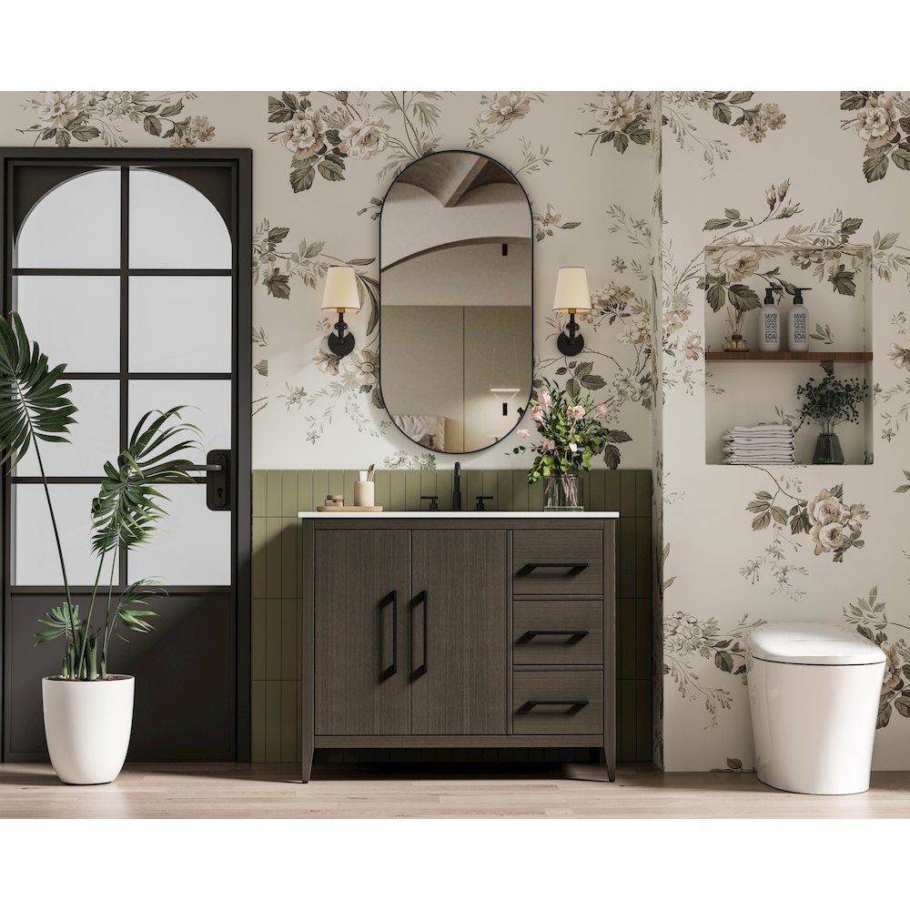 42 Inch Single Bathroom Vanity In Mocha Brown. Picture 4