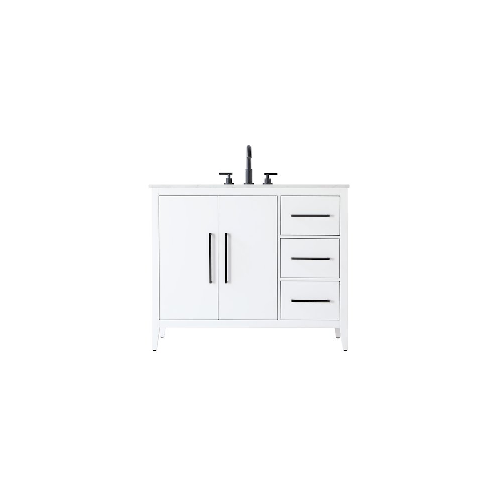 42 Inch Single Bathroom Vanity In White. Picture 1