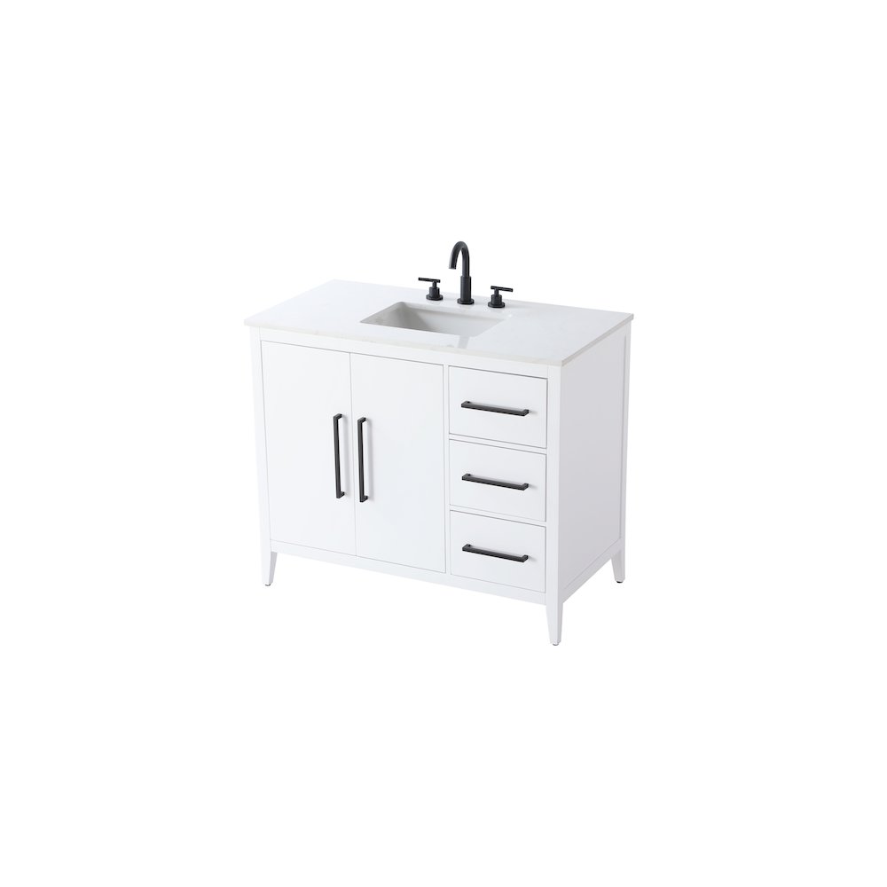42 Inch Single Bathroom Vanity In White. Picture 6