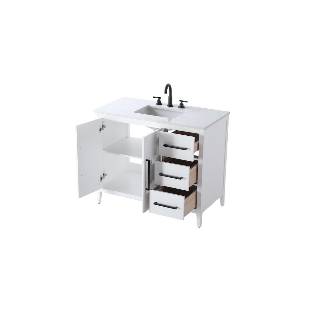 42 Inch Single Bathroom Vanity In White. Picture 7