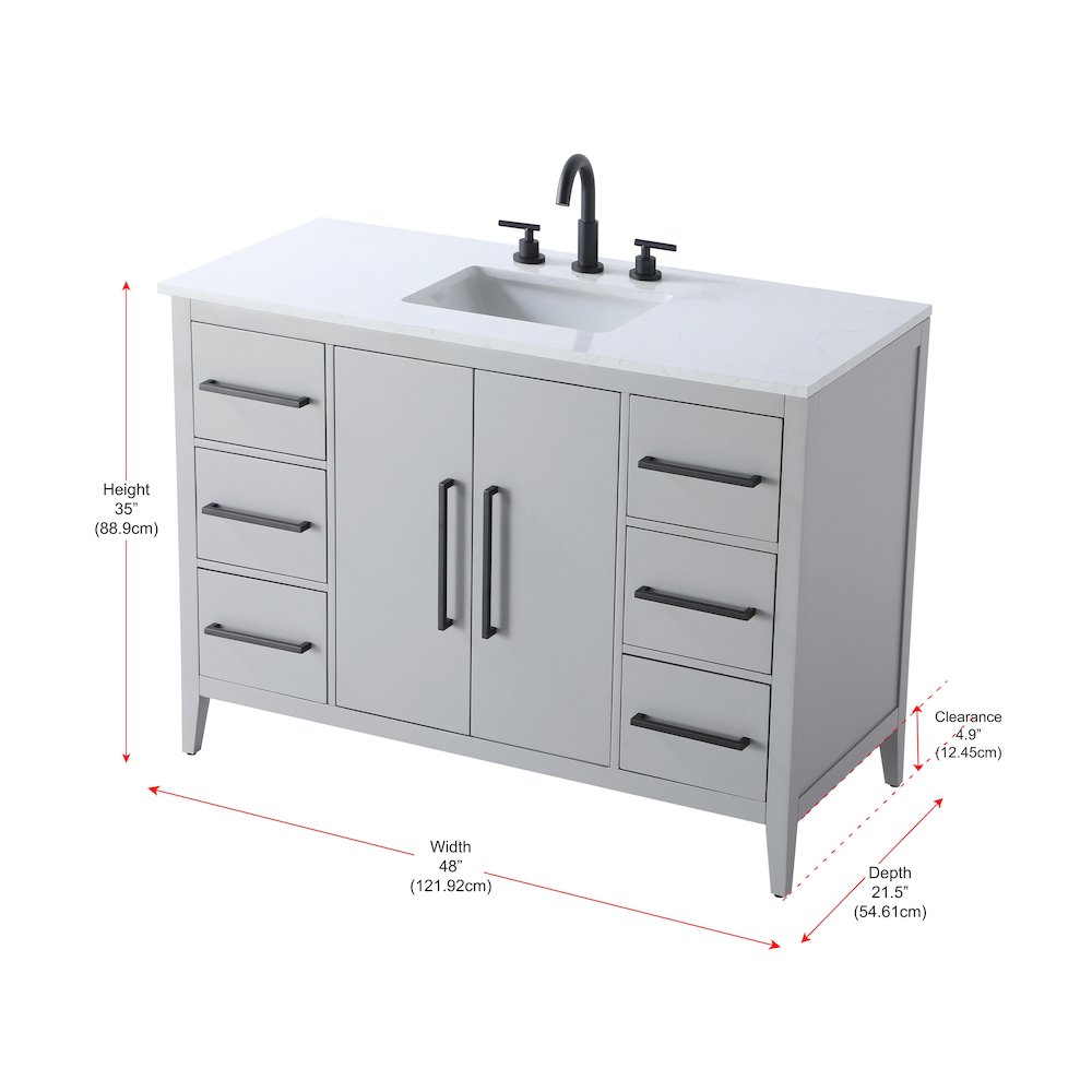 48 Inch Single Bathroom Vanity In Grey. Picture 13