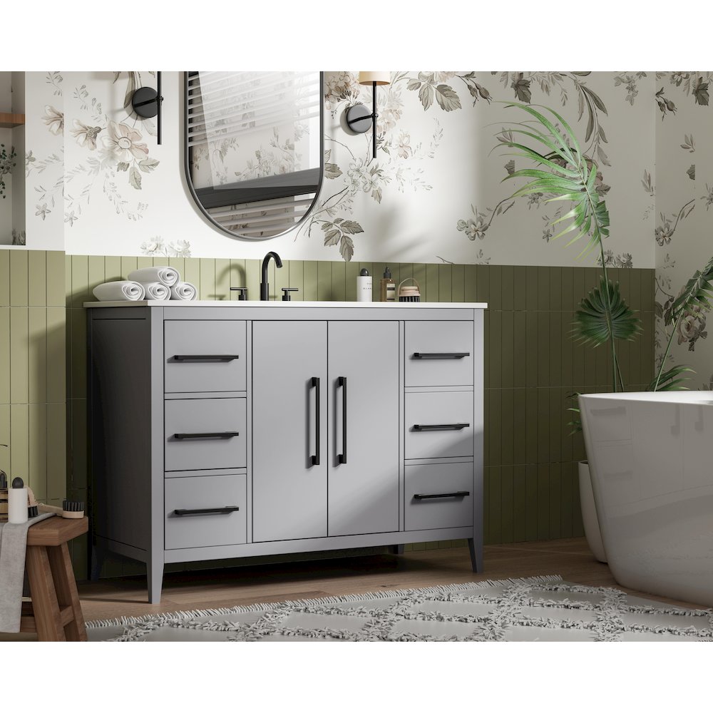 48 Inch Single Bathroom Vanity In Grey. Picture 3