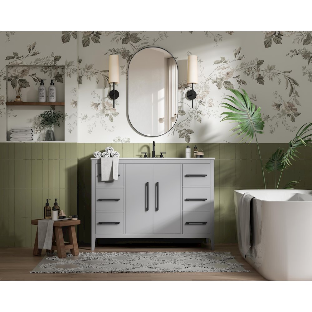 48 Inch Single Bathroom Vanity In Grey. Picture 4
