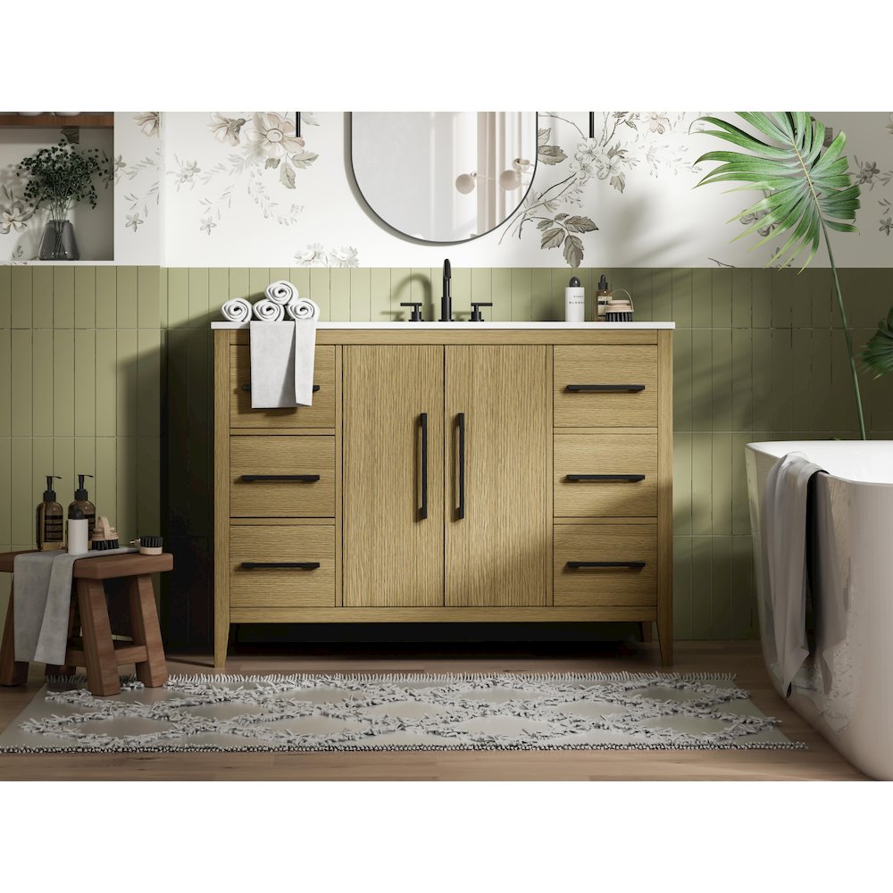 48 Inch Single Bathroom Vanity In  Honey Brown. Picture 2