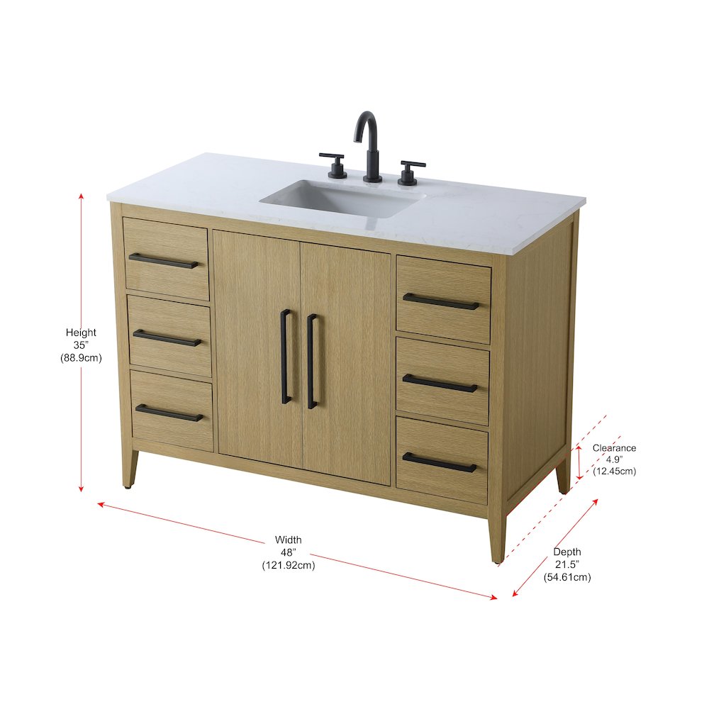 48 Inch Single Bathroom Vanity In  Honey Brown. Picture 13