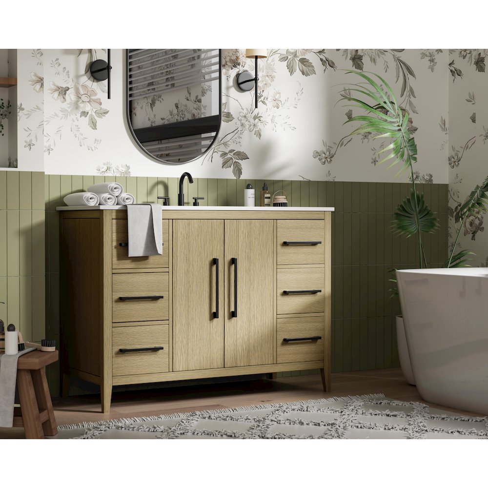 48 Inch Single Bathroom Vanity In  Honey Brown. Picture 3