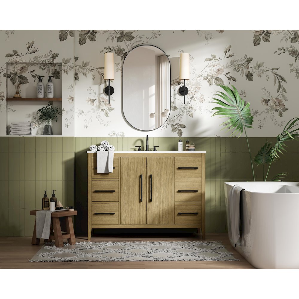 48 Inch Single Bathroom Vanity In  Honey Brown. Picture 4