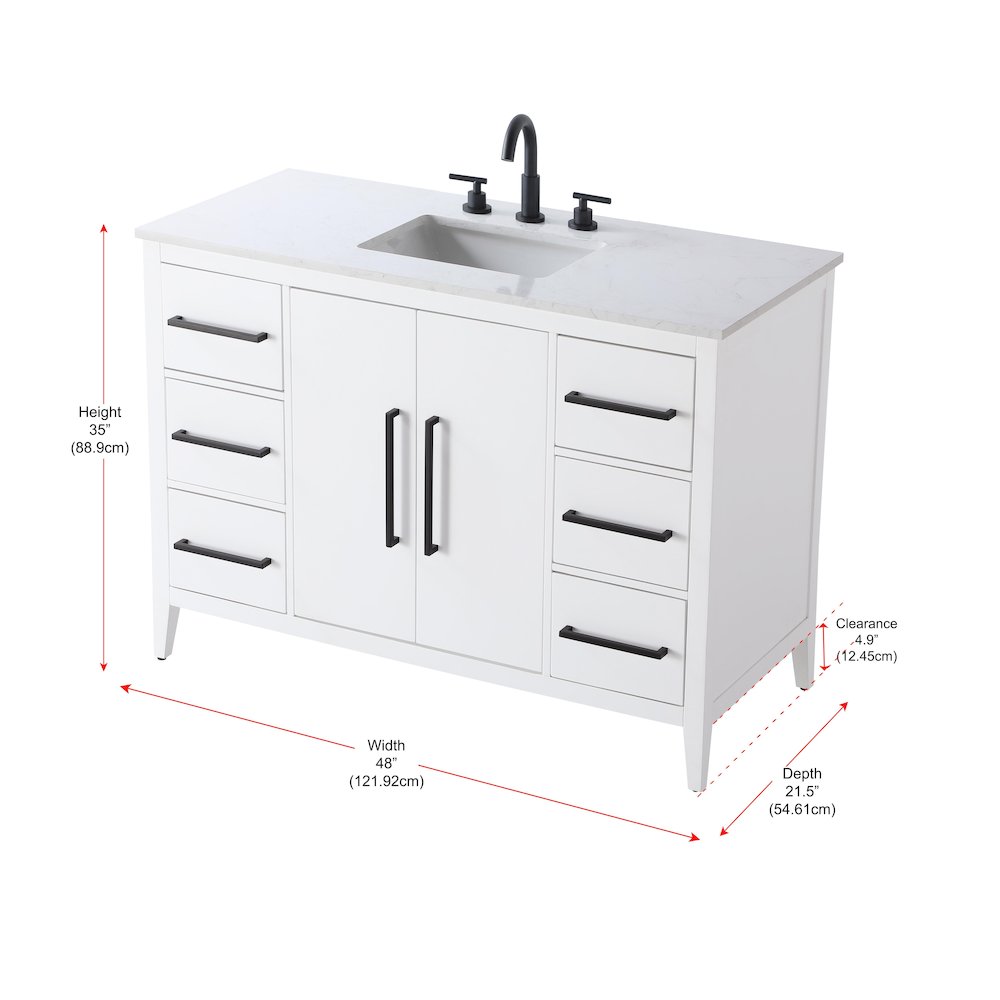 48 Inch Single Bathroom Vanity In White. Picture 13