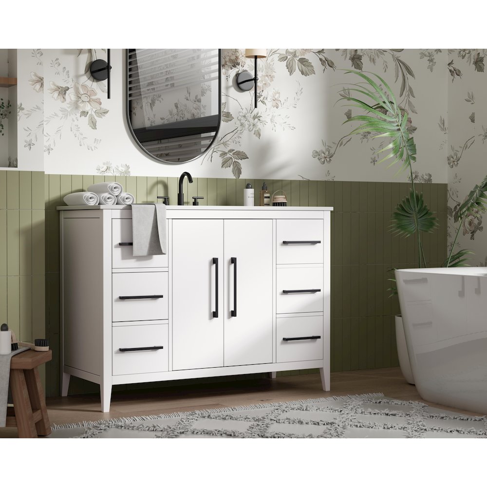48 Inch Single Bathroom Vanity In White. Picture 3