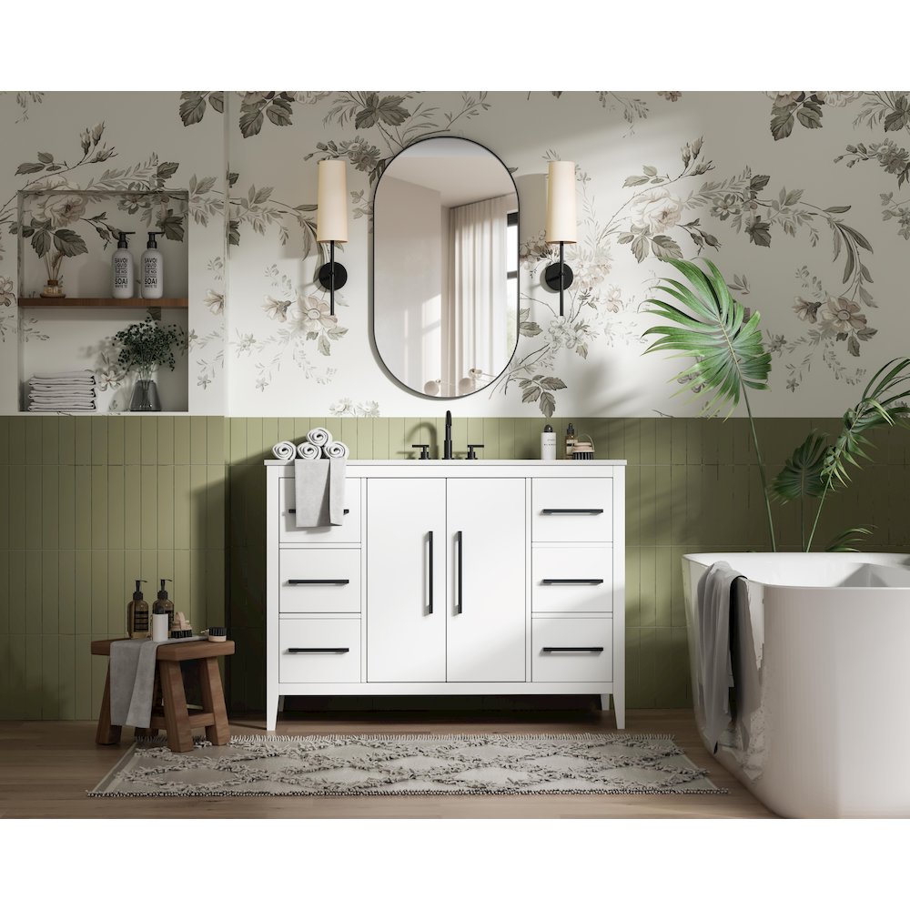 48 Inch Single Bathroom Vanity In White. Picture 4