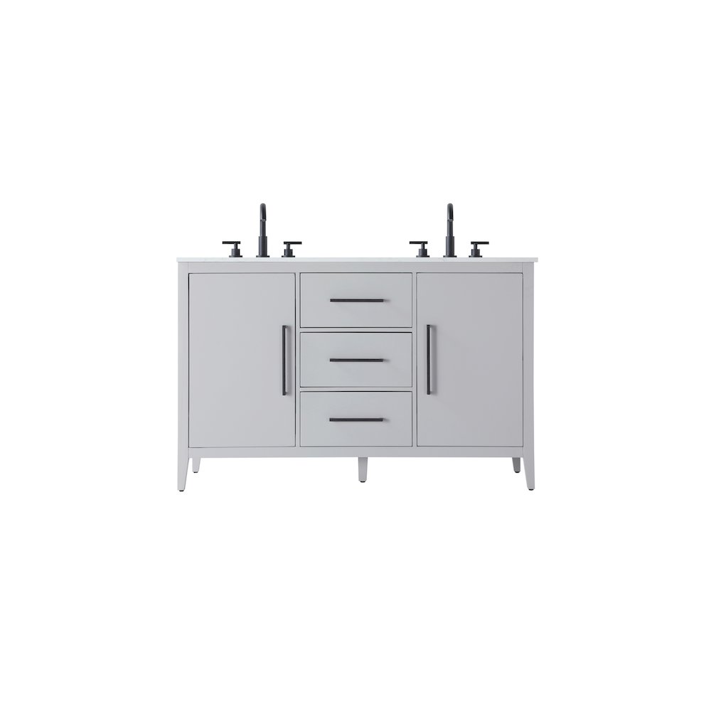 54 Inch Double Bathroom Vanity In Grey. Picture 1