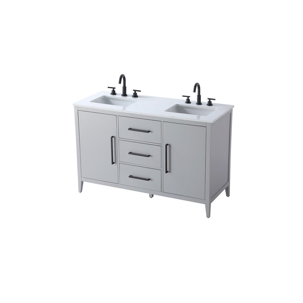 54 Inch Double Bathroom Vanity In Grey. Picture 6