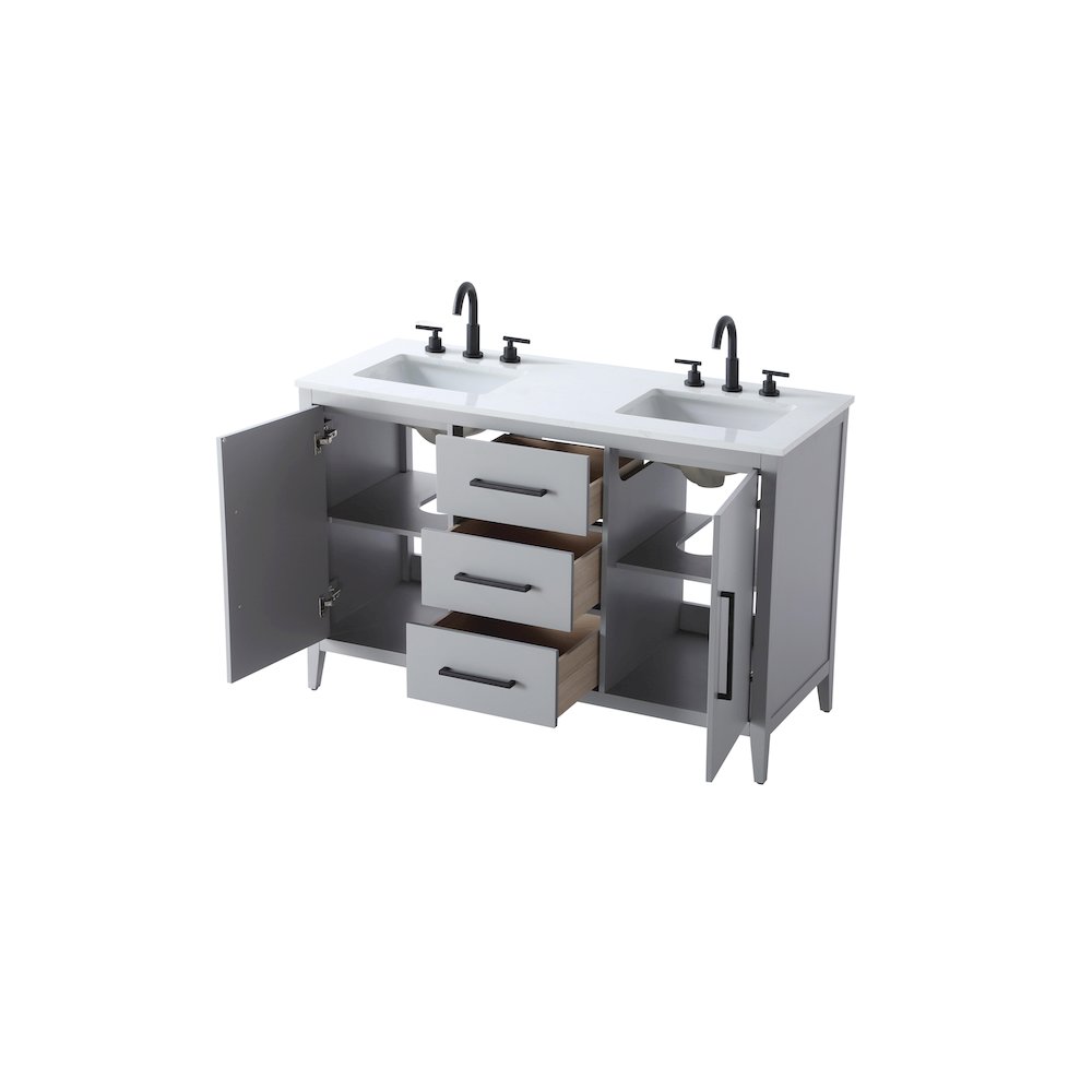 54 Inch Double Bathroom Vanity In Grey. Picture 7