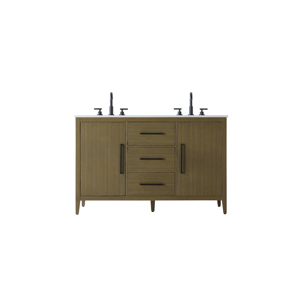 54 Inch Double Bathroom Vanity In Chestnut Brown. Picture 1