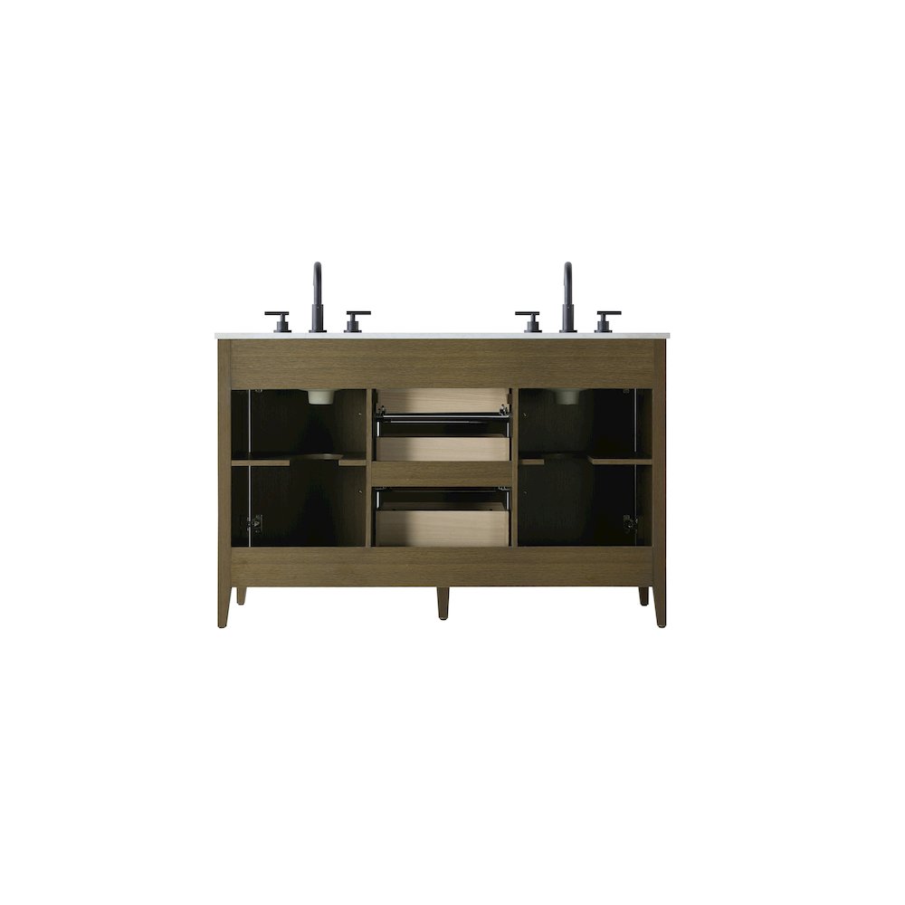 54 Inch Double Bathroom Vanity In Chestnut Brown. Picture 12