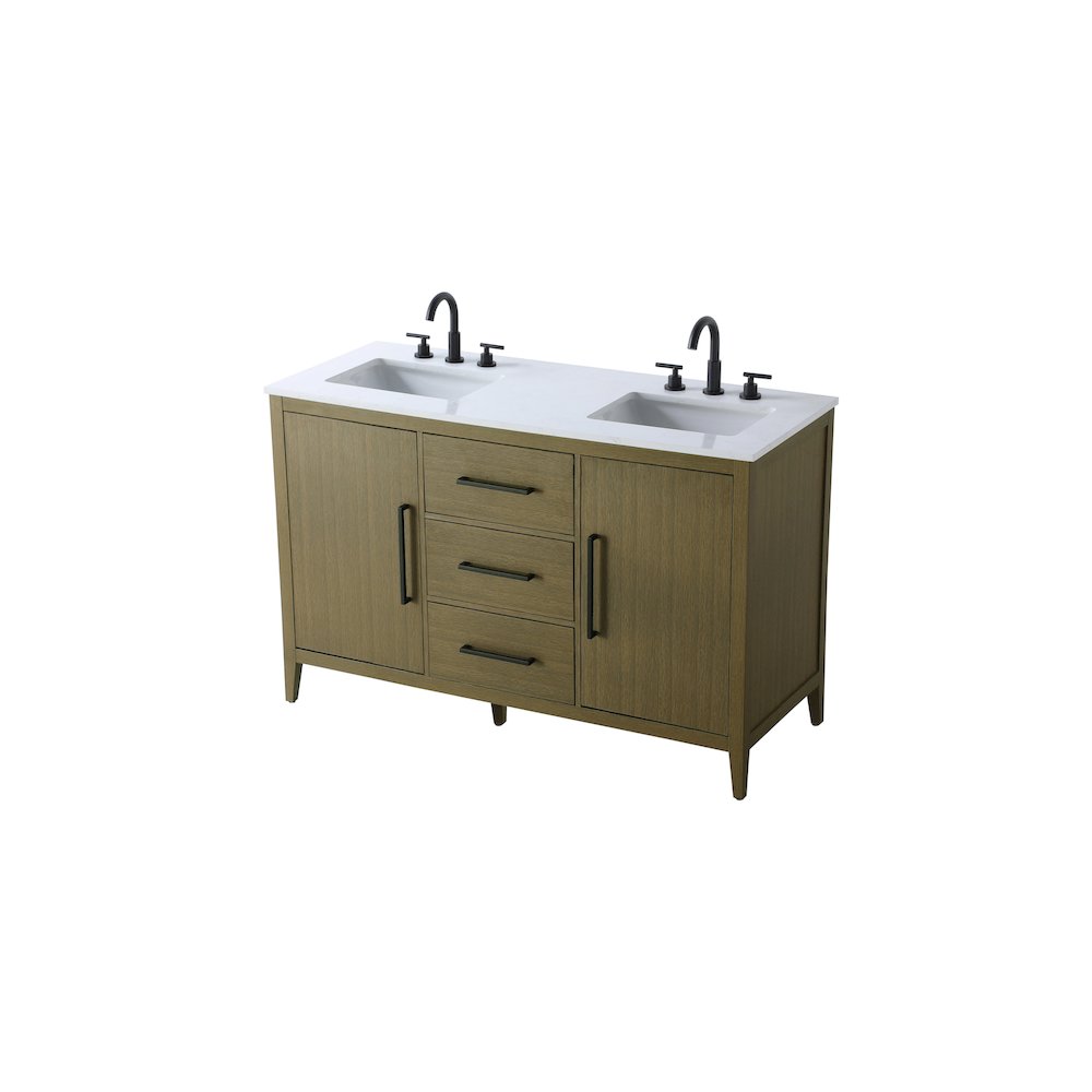 54 Inch Double Bathroom Vanity In Chestnut Brown. Picture 6