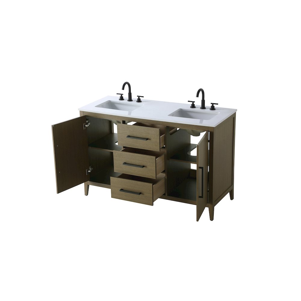 54 Inch Double Bathroom Vanity In Chestnut Brown. Picture 7