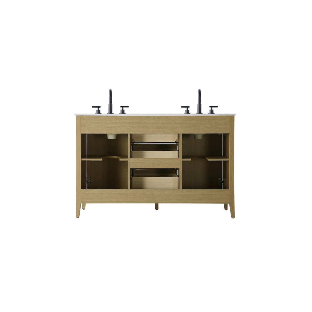 54 Inch Double Bathroom Vanity In Honey Brown. Picture 12