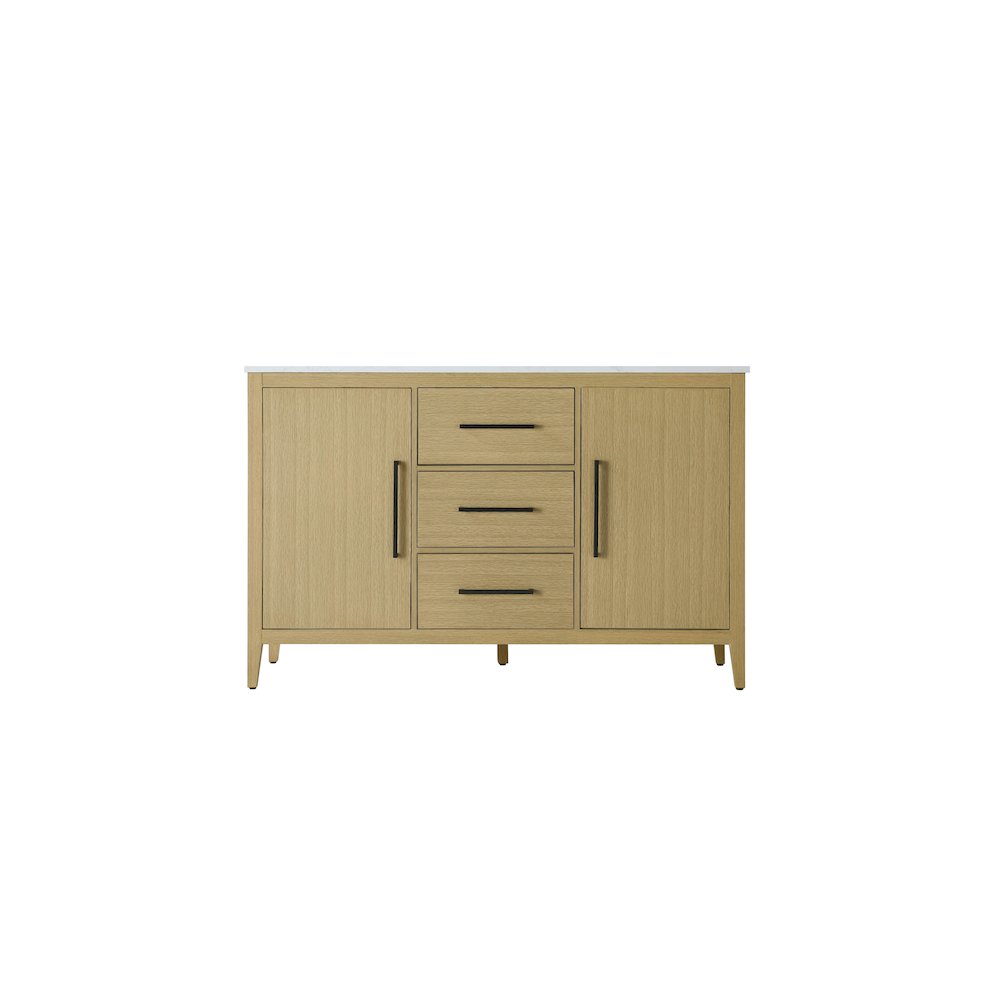 54 Inch Double Bathroom Vanity In Honey Brown. Picture 5