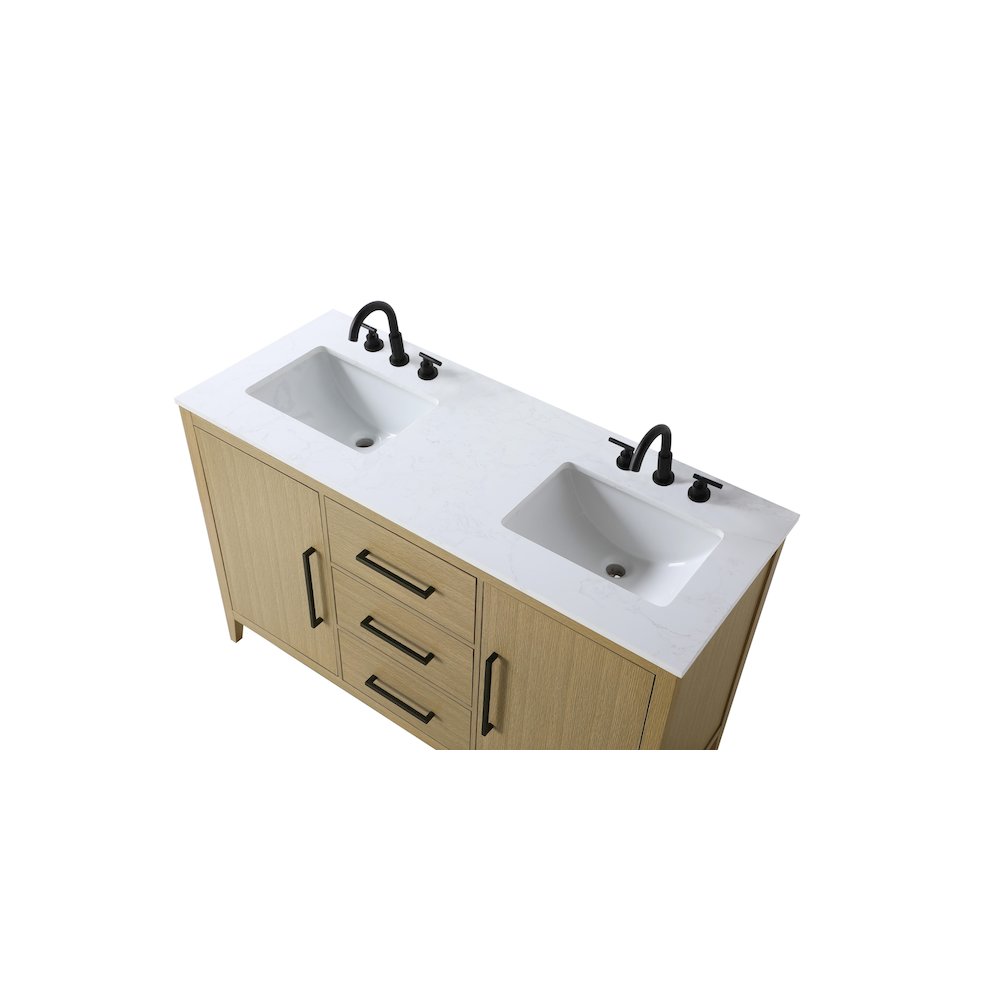 54 Inch Double Bathroom Vanity In Honey Brown. Picture 8