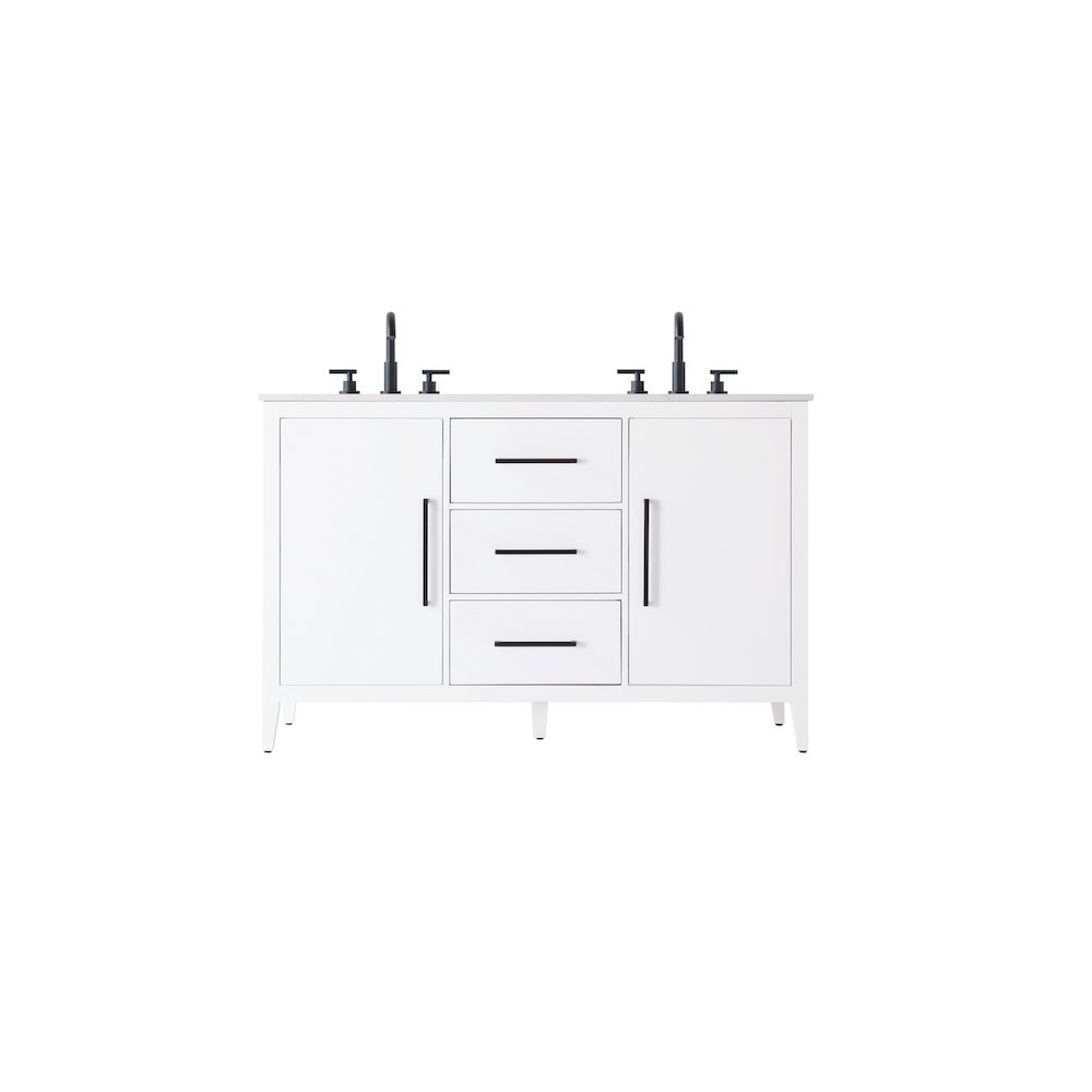 54 Inch Double Bathroom Vanity In White. Picture 1