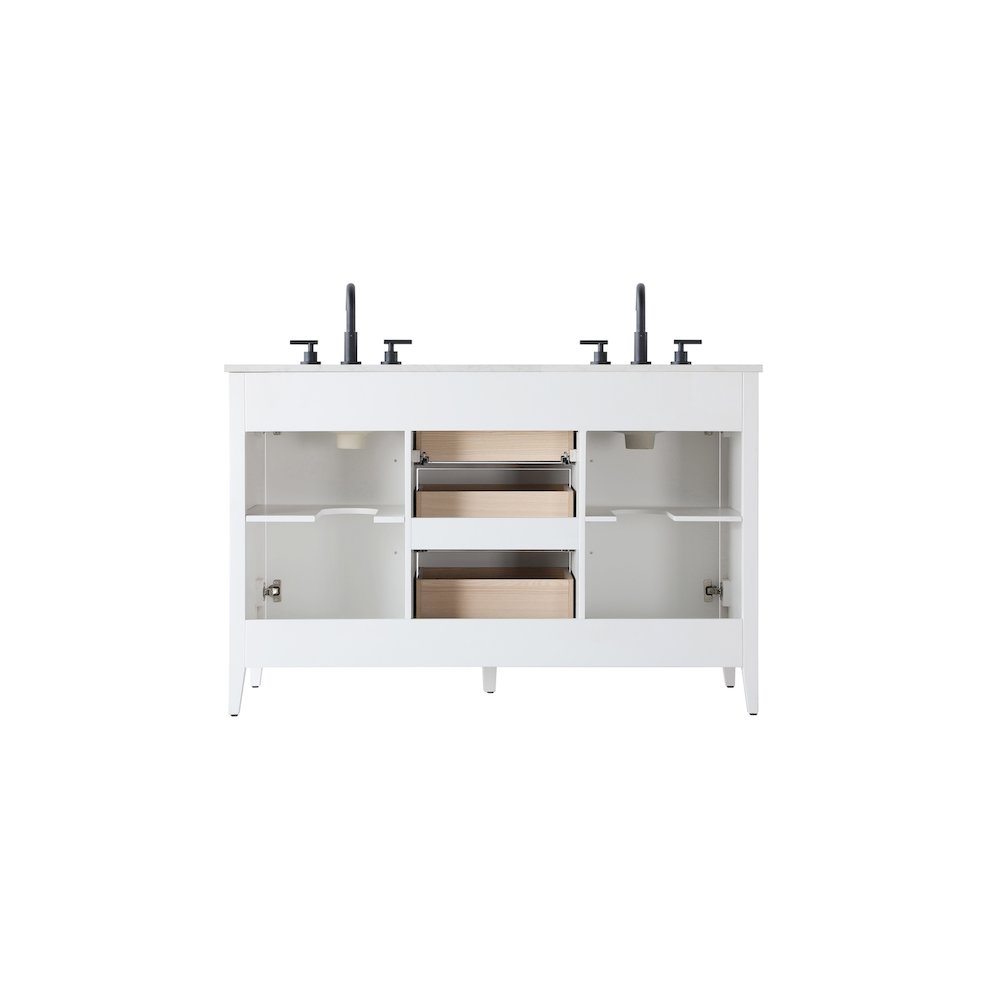54 Inch Double Bathroom Vanity In White. Picture 12