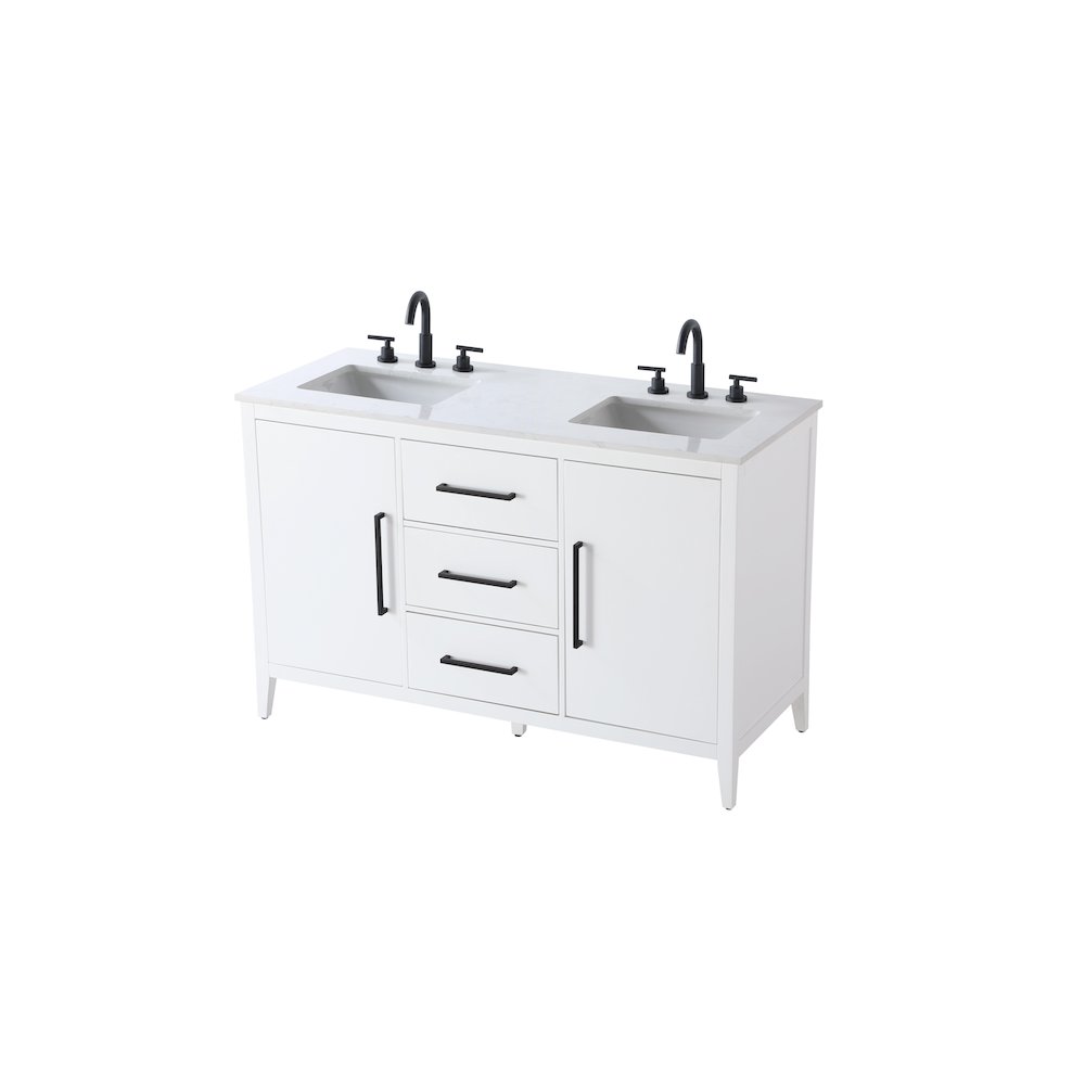 54 Inch Double Bathroom Vanity In White. Picture 6