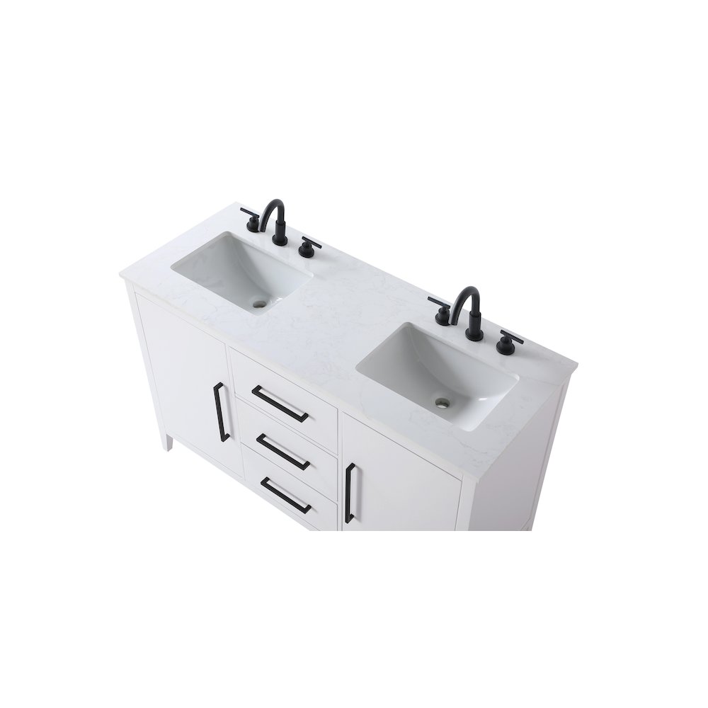 54 Inch Double Bathroom Vanity In White. Picture 8