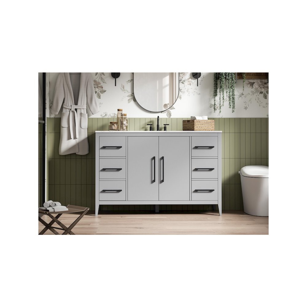 54 Inch Single Bathroom Vanity In Grey. Picture 2