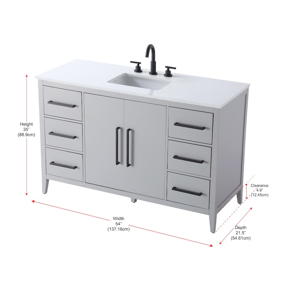 54 Inch Single Bathroom Vanity In Grey. Picture 13